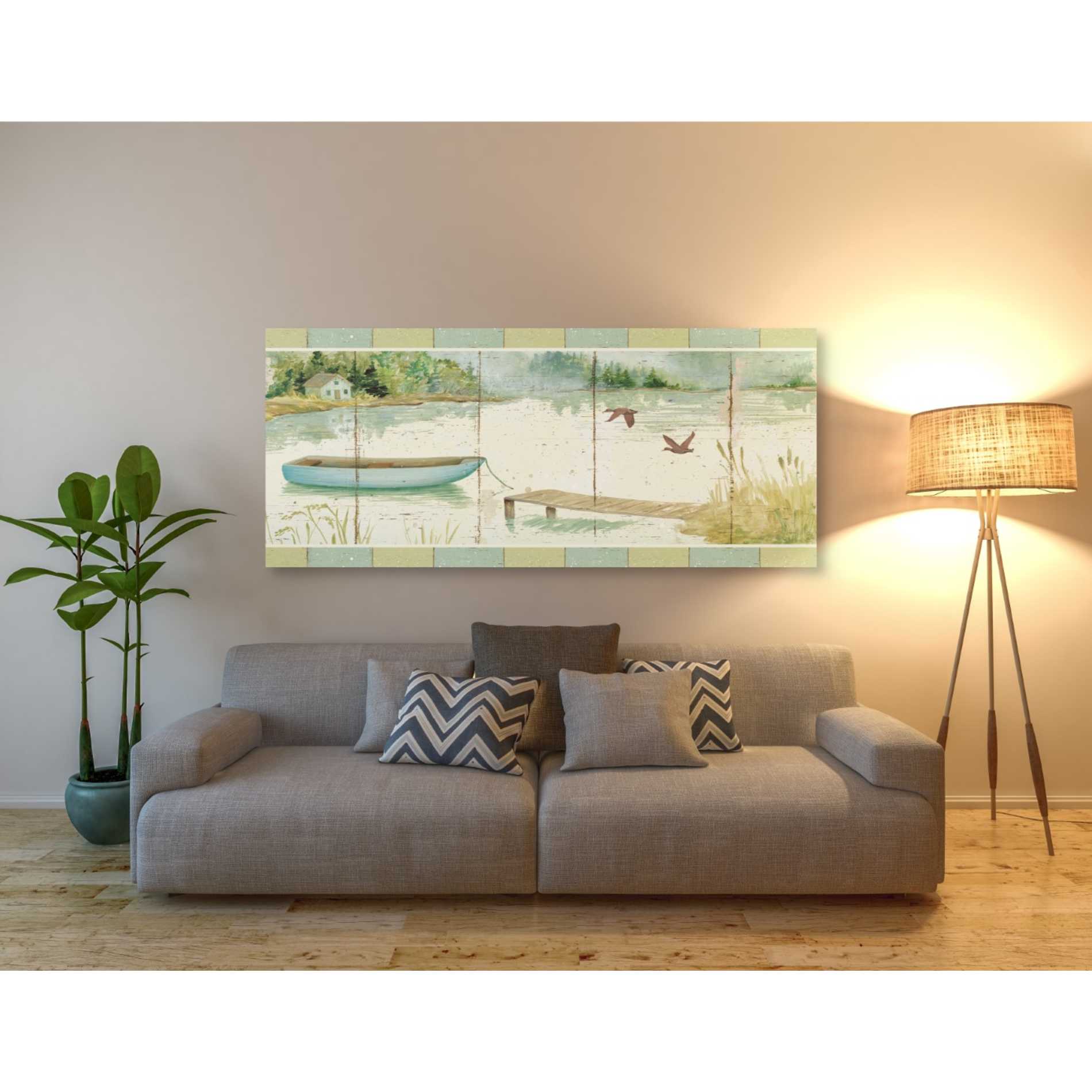 'Lakeside Dock' by Daphne Brissonet, Canvas Wall Art,30 x 60