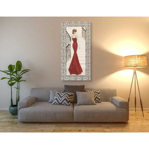 Image of 'La Belle Rouge with Floral Cartouche Border' by Emily Adams, Canvas Wall Art,30 x 60