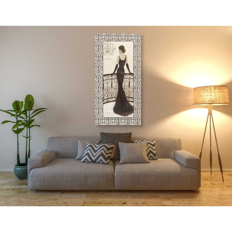 Image of 'La Belle Noir with Floral Cartouche Border 4' by Emily Adams, Canvas Wall Art,30 x 60