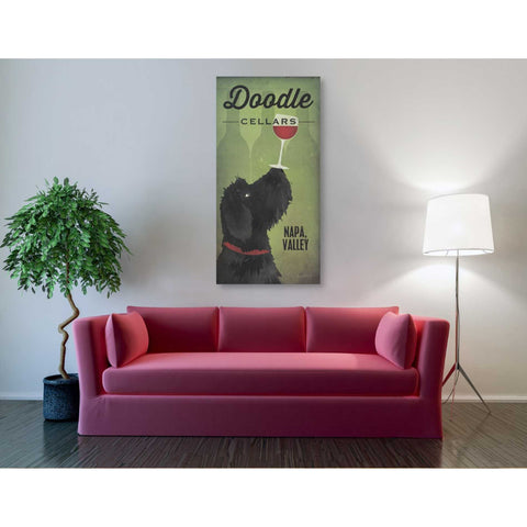 Image of 'Doodle Wine II Black Dog' by Ryan Fowler, Canvas Wall Art,30 x 60