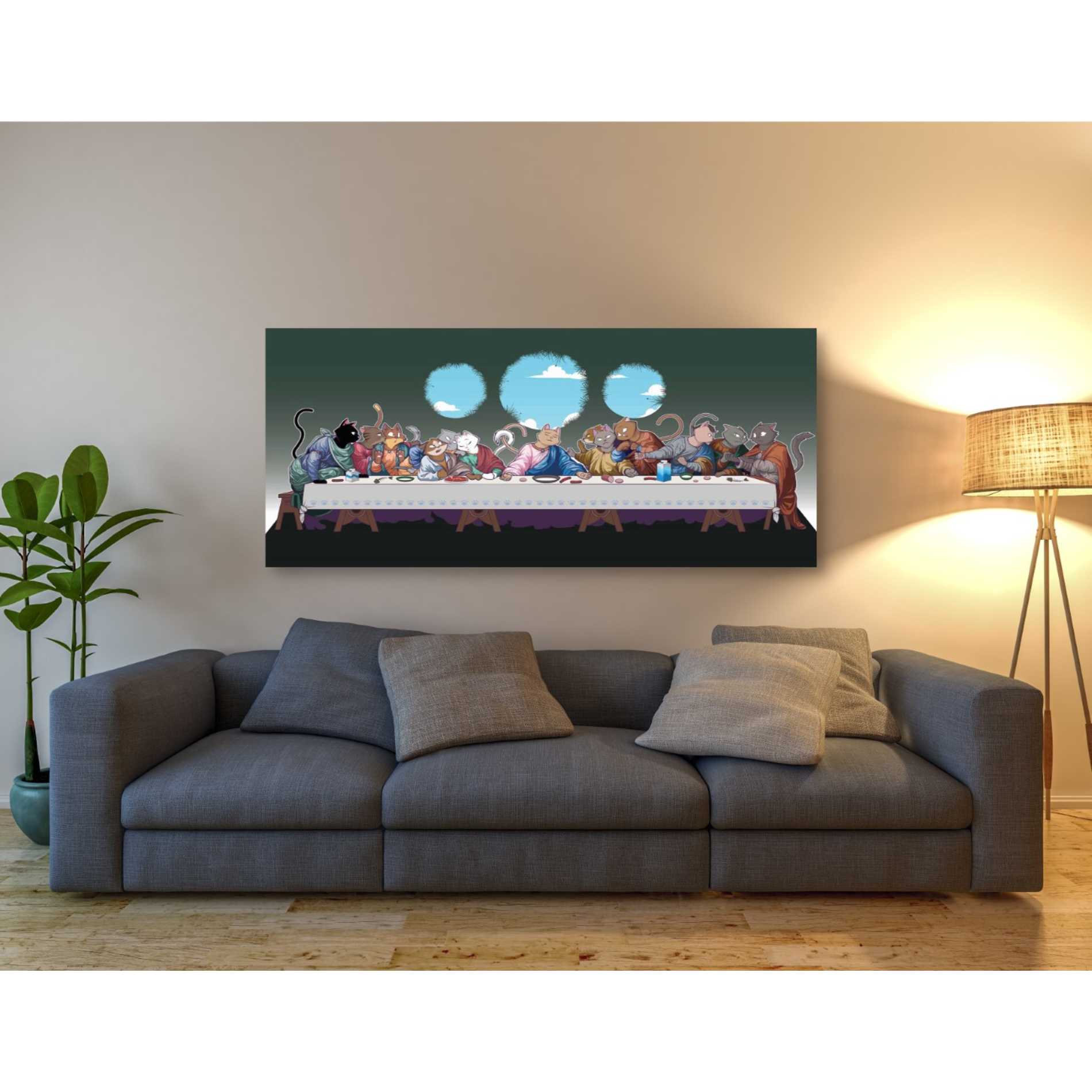 'The Cat's Last Supper' Canvas Wall Art,60 x 30