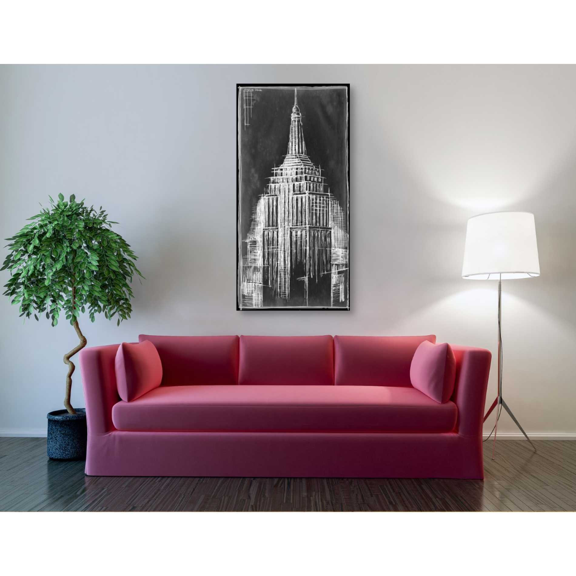 'Empire State Blueprint' by Ethan Harper Canvas Wall Art,30 x 60