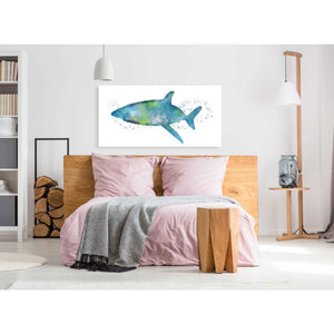 'Watercolor Shark I' by Linda Woods, Canvas Wall Art,60 x 30