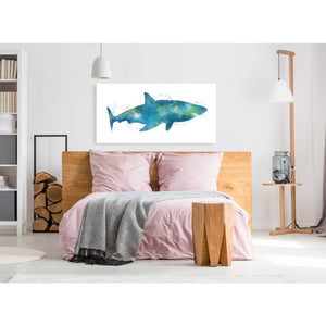 'Watercolor Shark III' by Linda Woods, Canvas Wall Art,60 x 30