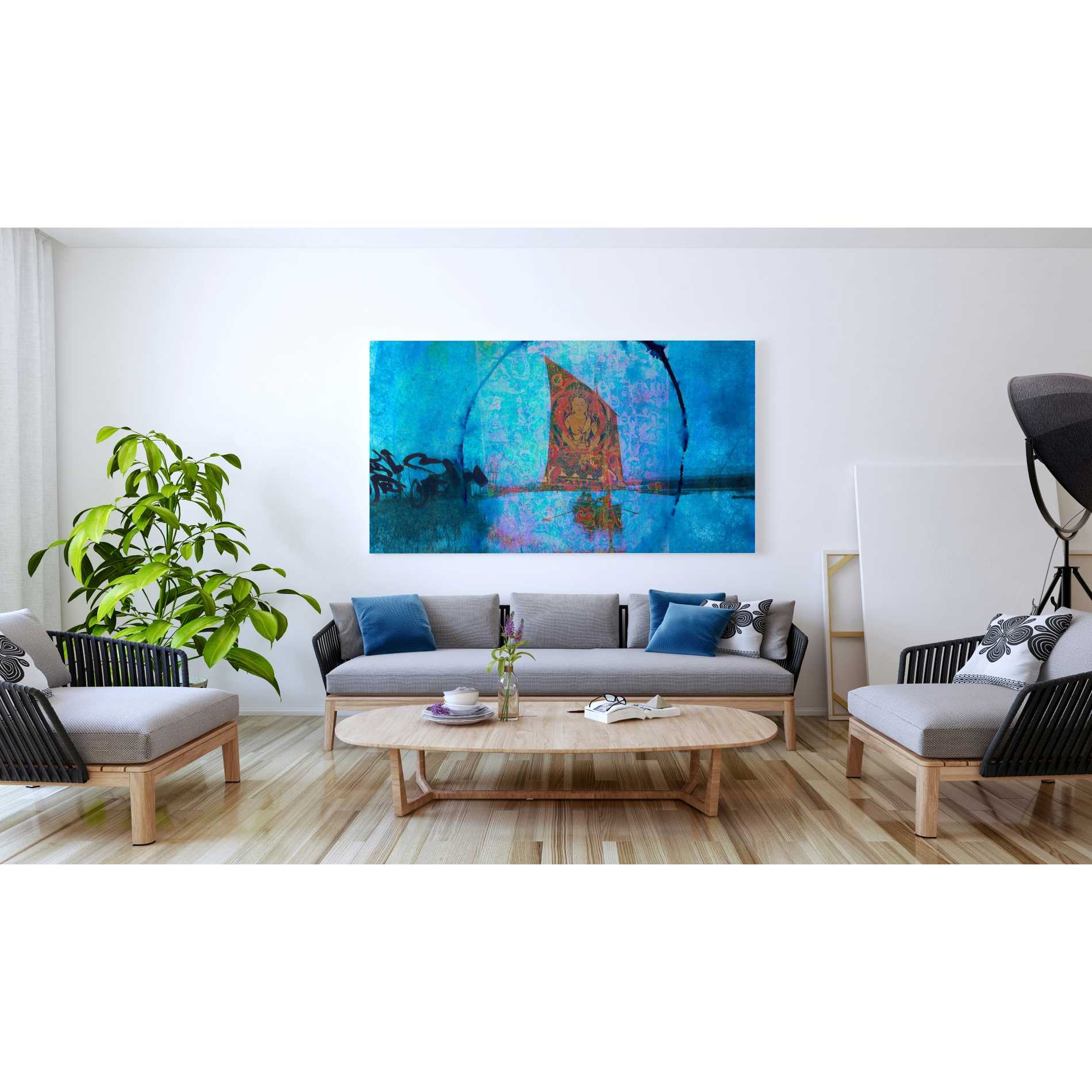 'Buddhist Sailboat' by Elena Ray Canvas Wall Art,30 x 60