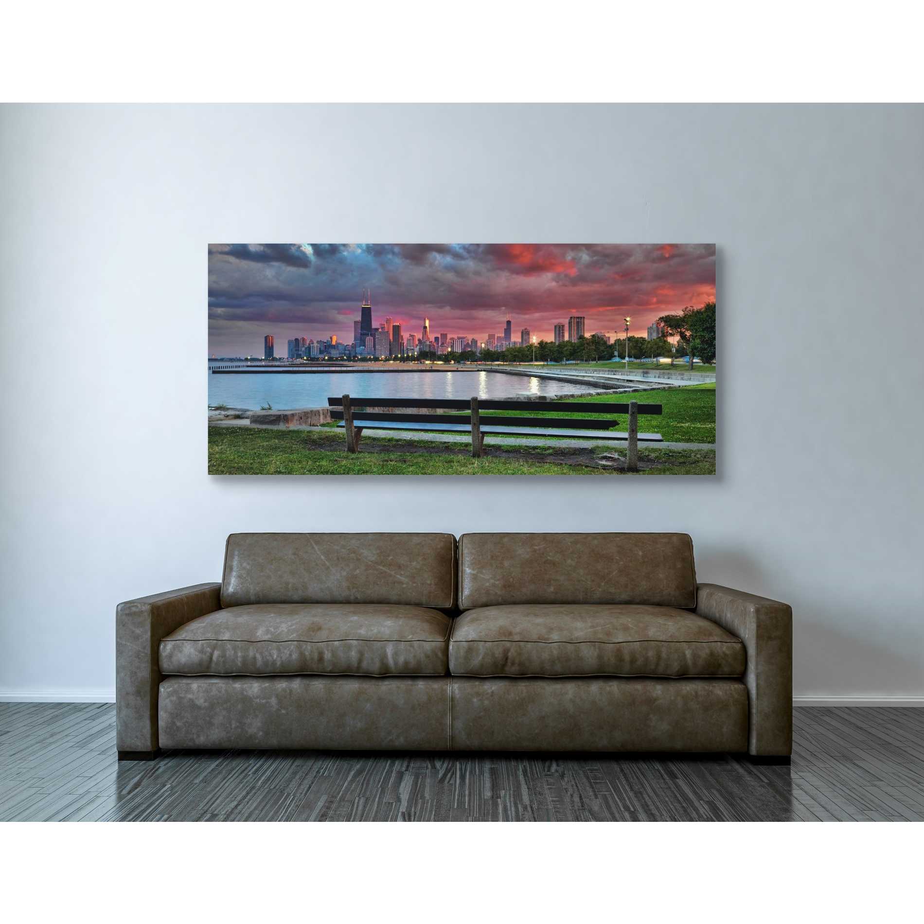 'North Avenue Beach at Sunset,' Canvas Wall Art,30 x 60