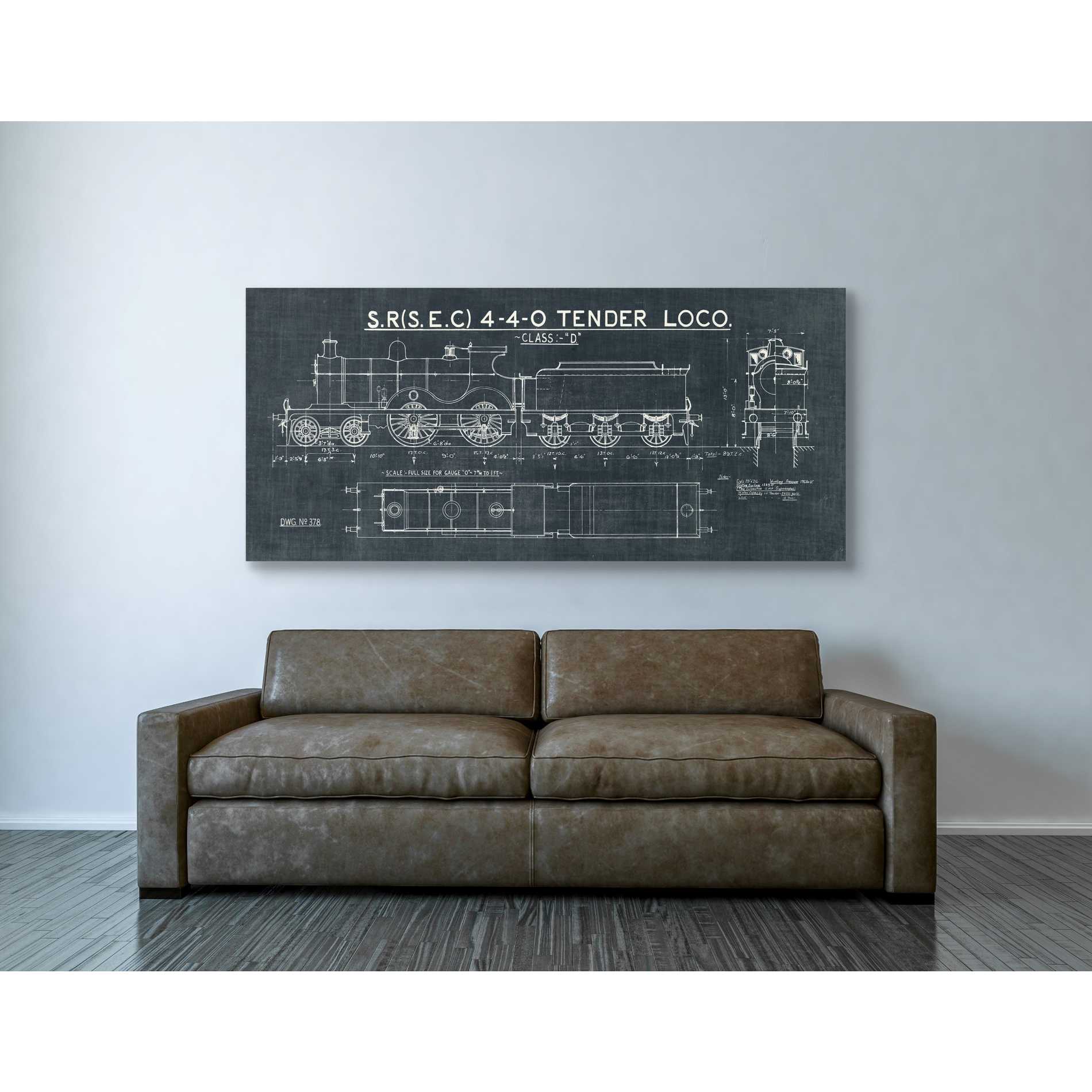 'Train Blueprint II' by Wild Apple Portfolio, Canvas Wall Art,30 x 60