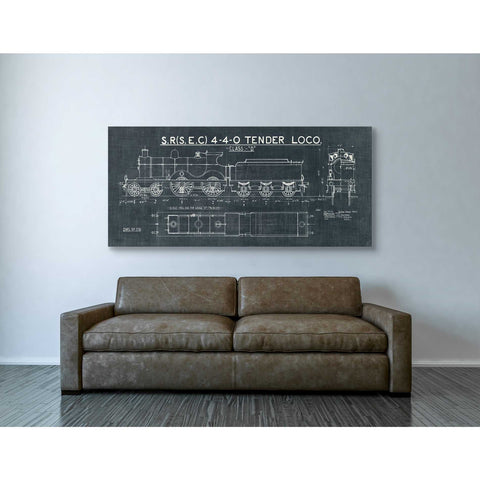 Image of 'Train Blueprint II' by Wild Apple Portfolio, Canvas Wall Art,30 x 60