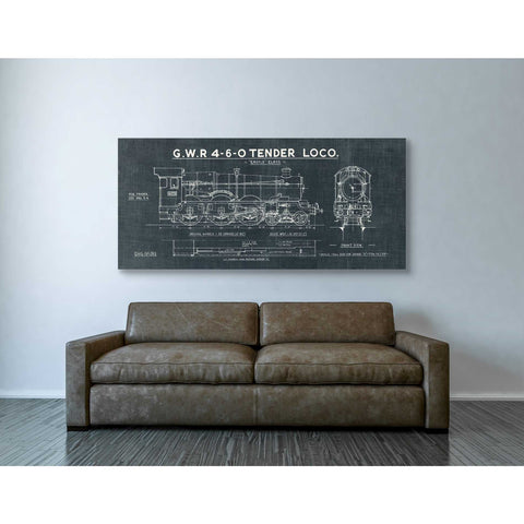 Image of 'Train Blueprint III' by Wild Apple Portfolio, Canvas Wall Art,30 x 60