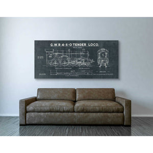 'Train Blueprint III' by Wild Apple Portfolio, Canvas Wall Art,30 x 60