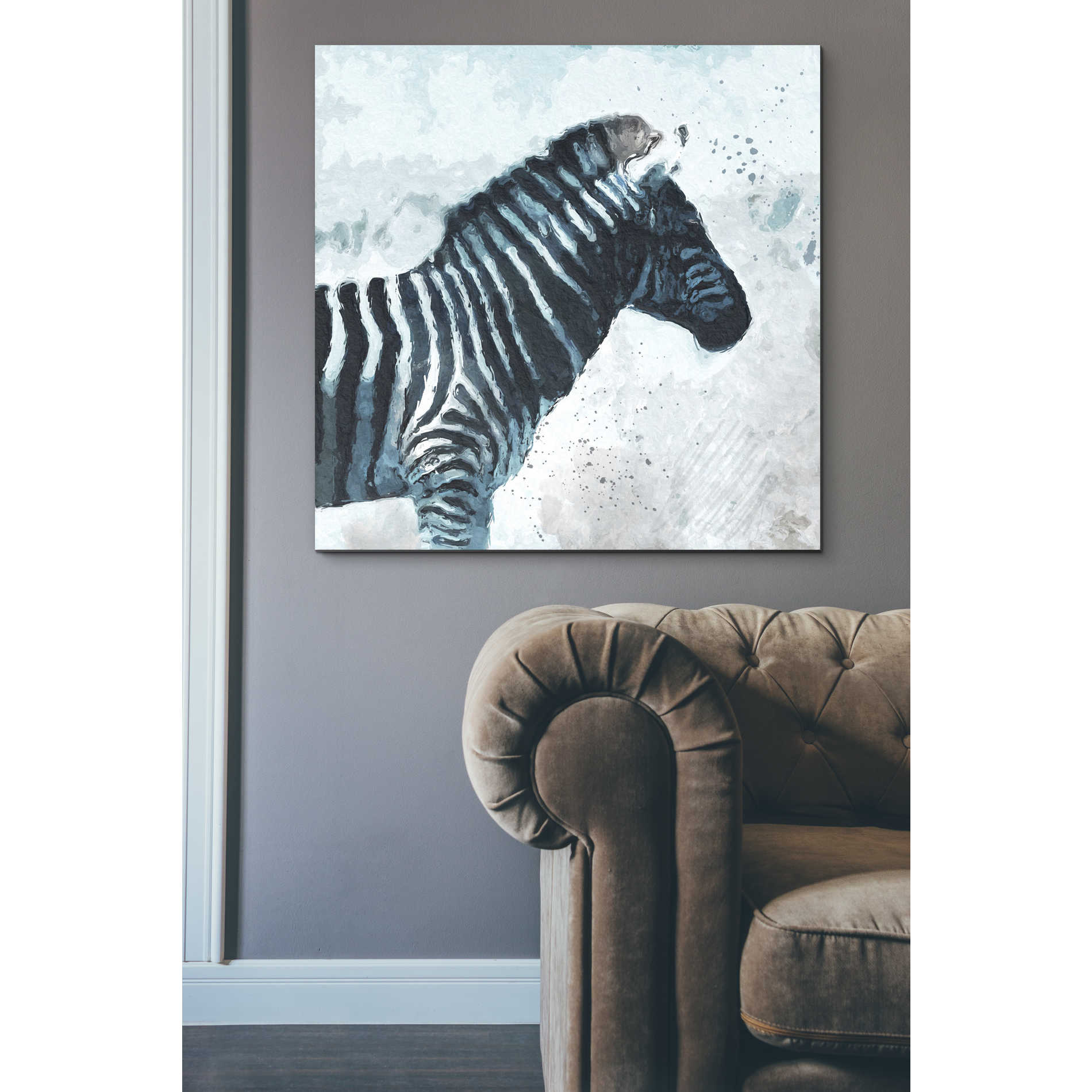 'Zebra' by Linda Woods, Canvas Wall Art,37 x 37