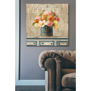 'Tulips in Teal and Gold Hatbox' by Danhui Nai, Canvas Wall Art,37 x 37