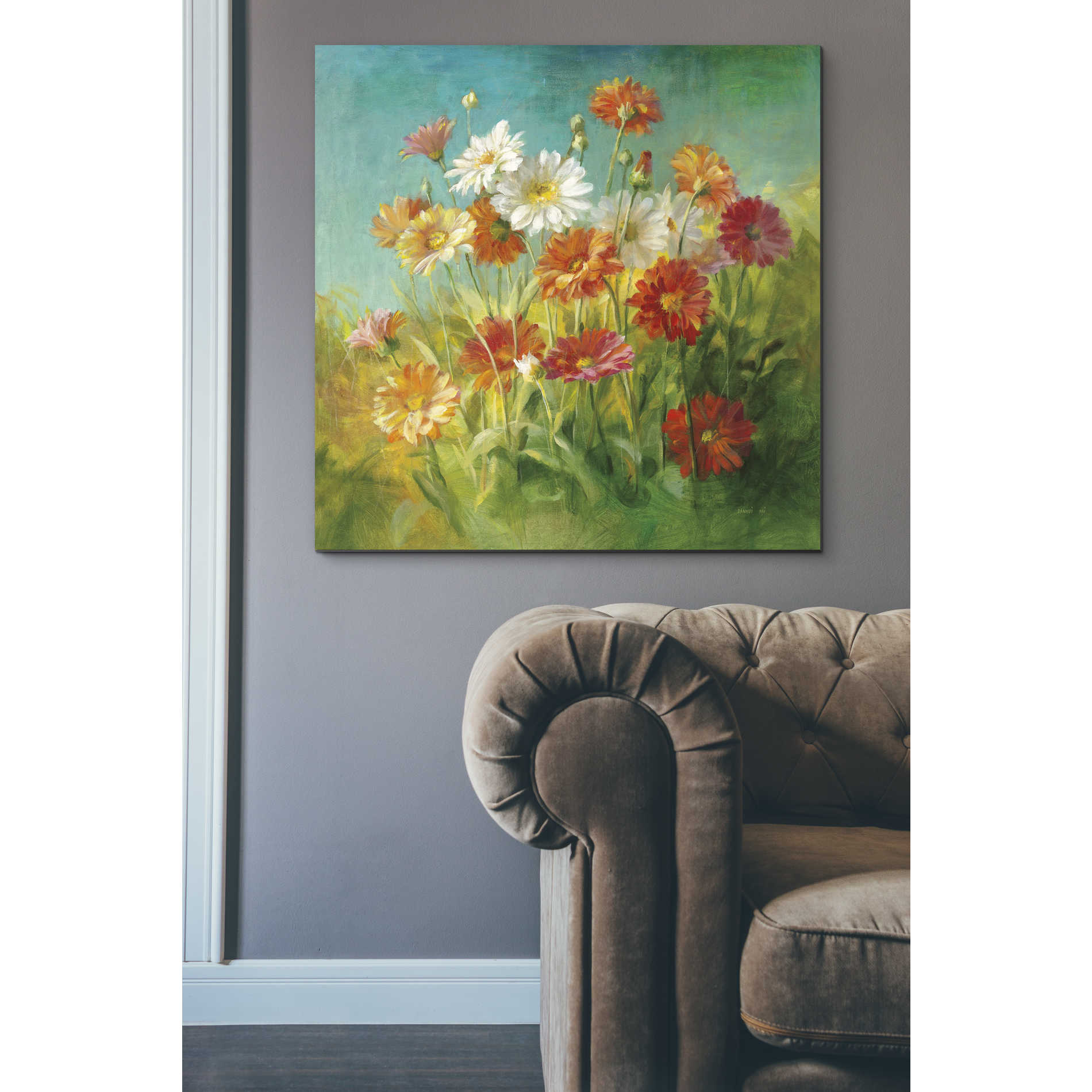 'Painted Daisies' by Danhui Nai, Canvas Wall Art,37 x 37