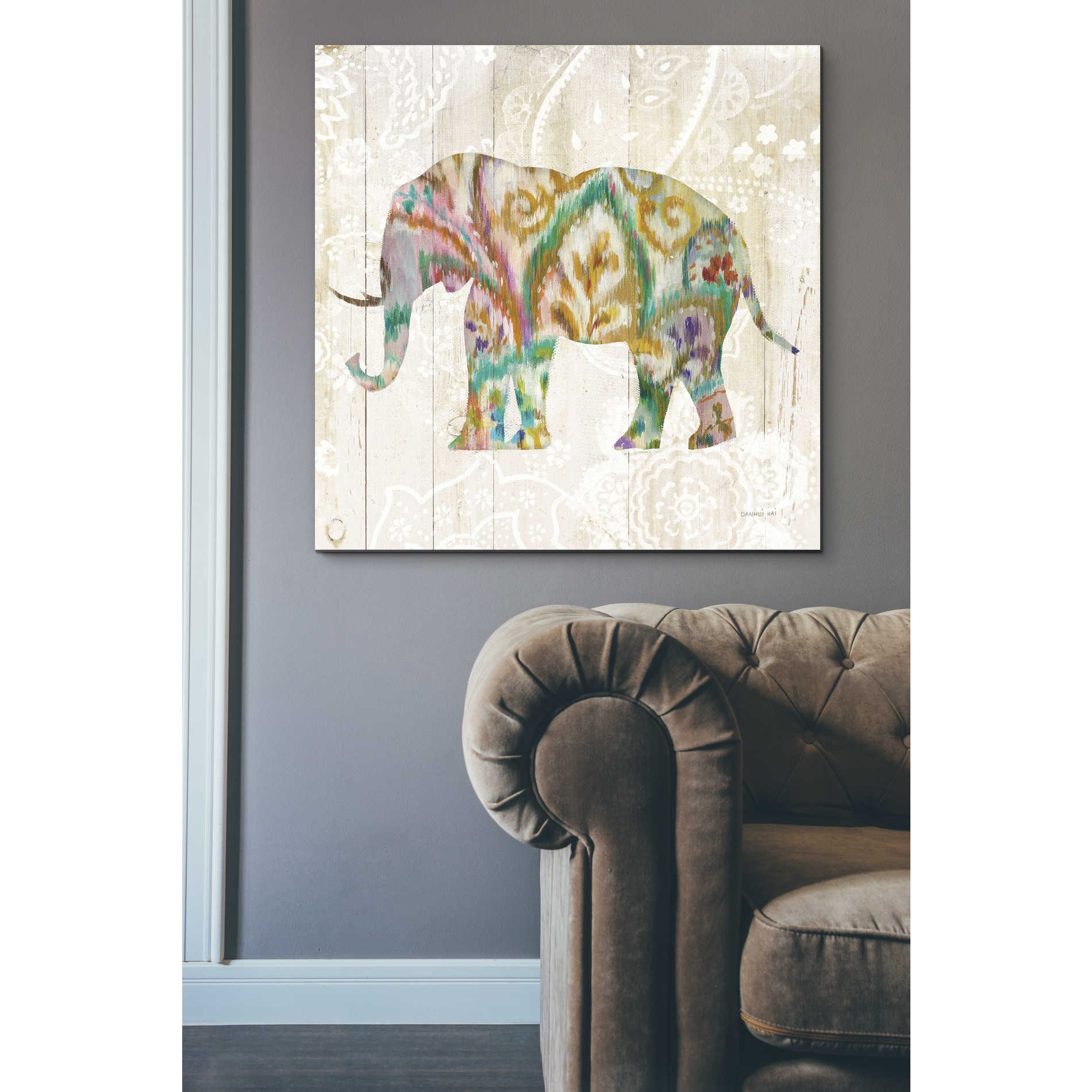 'Boho Paisley Elephant II v2' by Danhui Nai, Canvas Wall Art,37 x 37