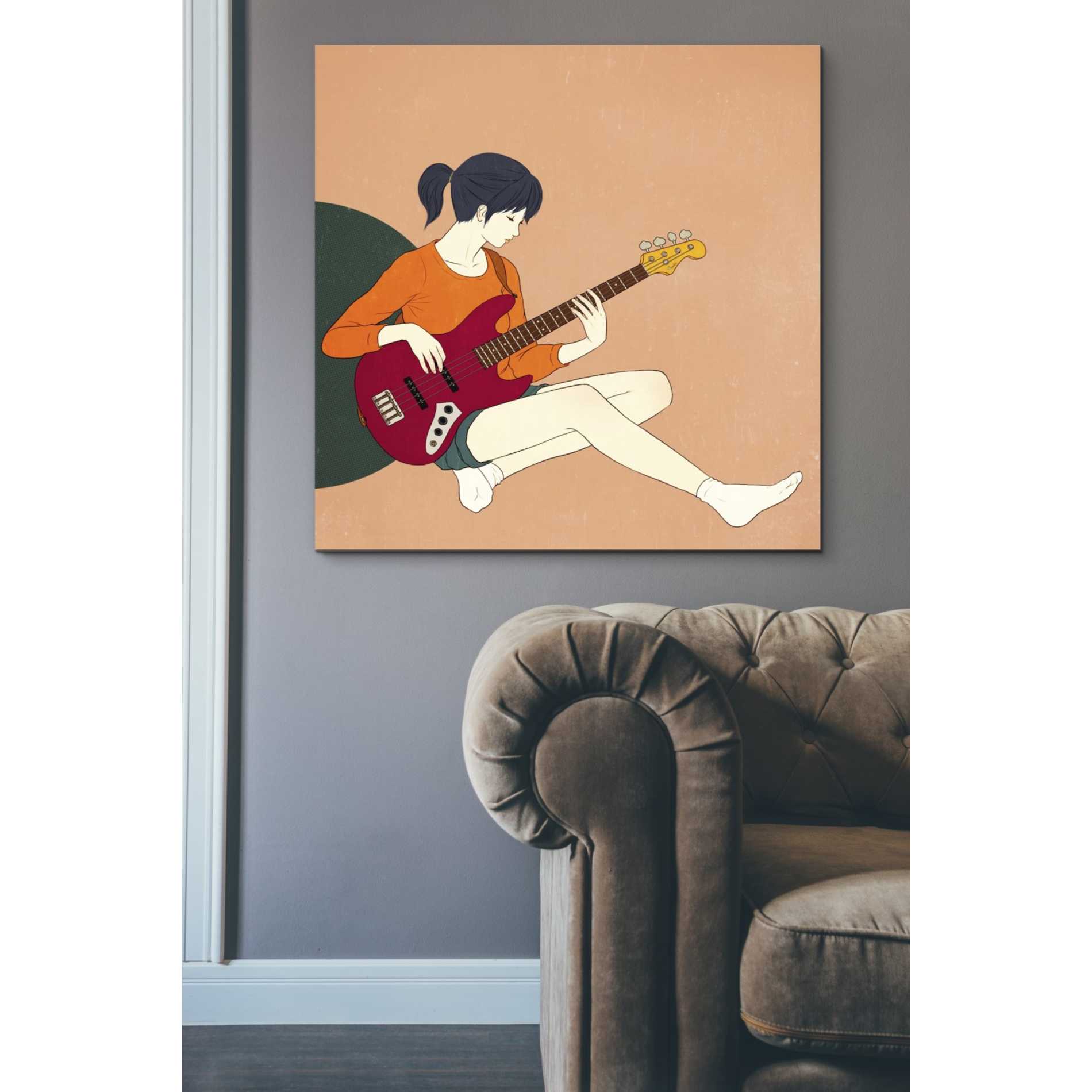 'Playing The Bass' by Sai Tamiya, Canvas Wall Art,37 x 37