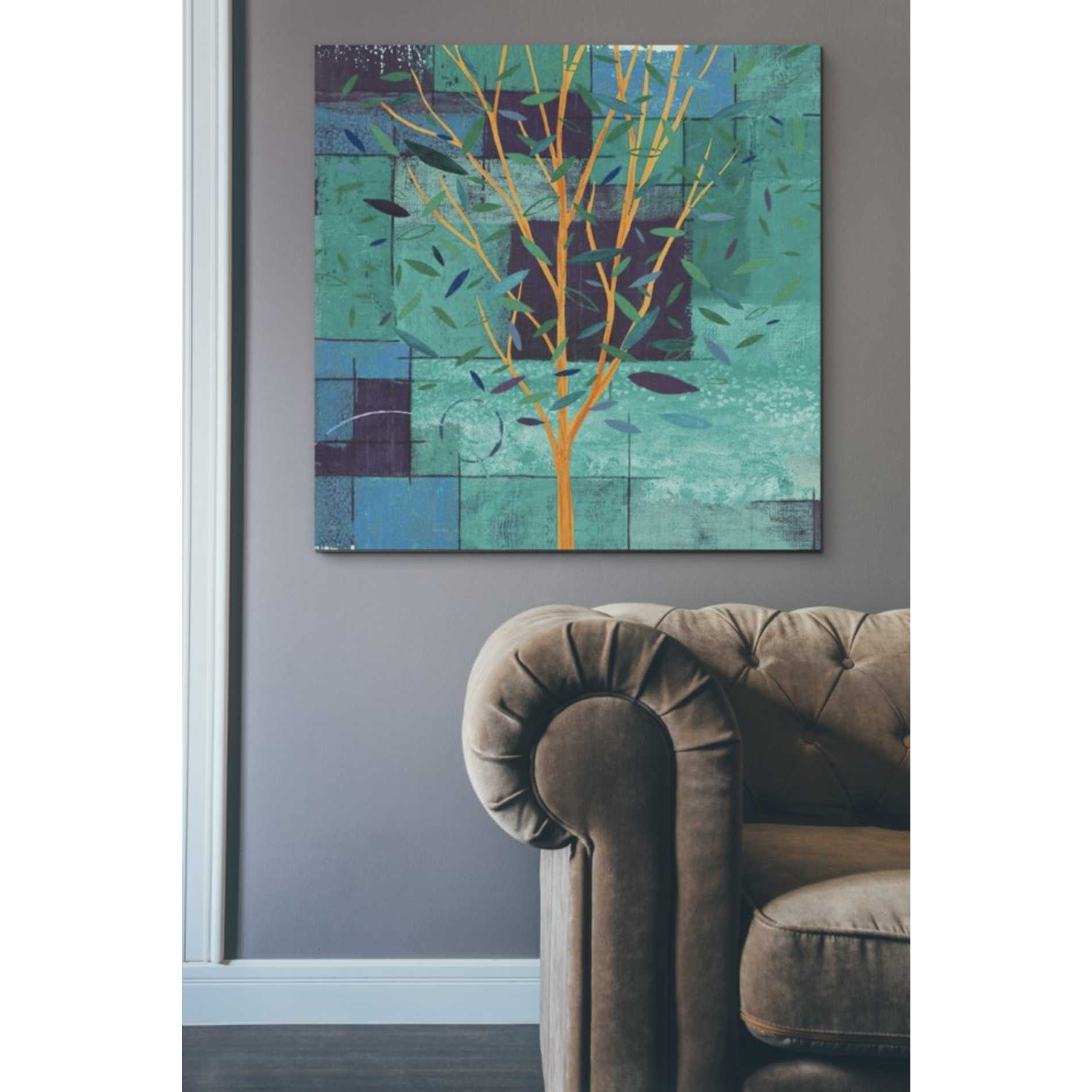 'Watercolor Forest V Peacock' by Veronique Charron, Canvas Wall Art,37 x 37