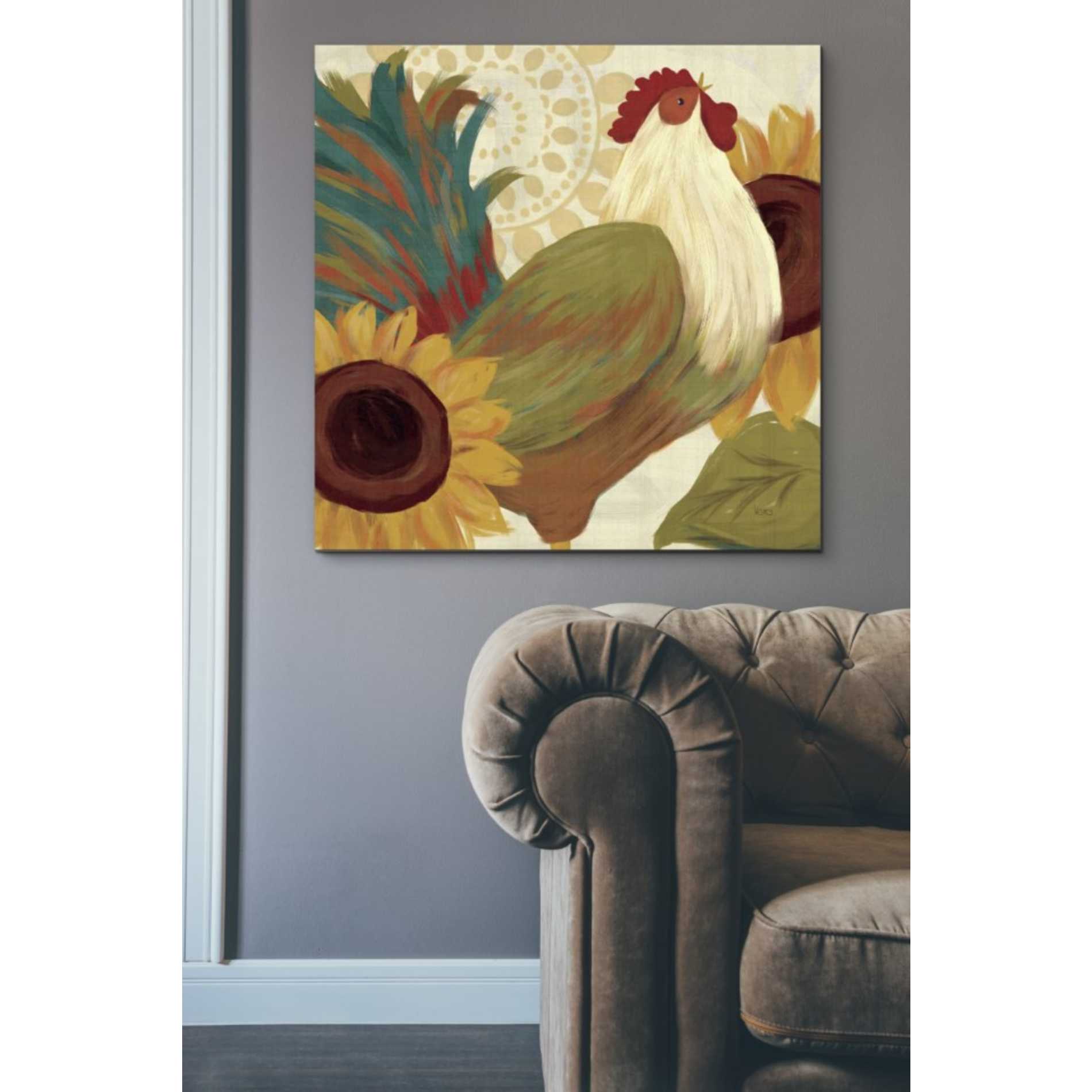 'Spice Roosters I' by Veronique Charron, Canvas Wall Art,37 x 37