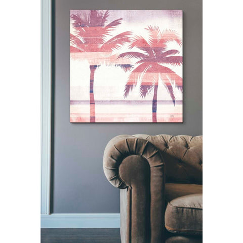 Image of 'Beachscape Palms III Pink Purple' by Michael Mullan, Canvas Wall Art,37 x 37