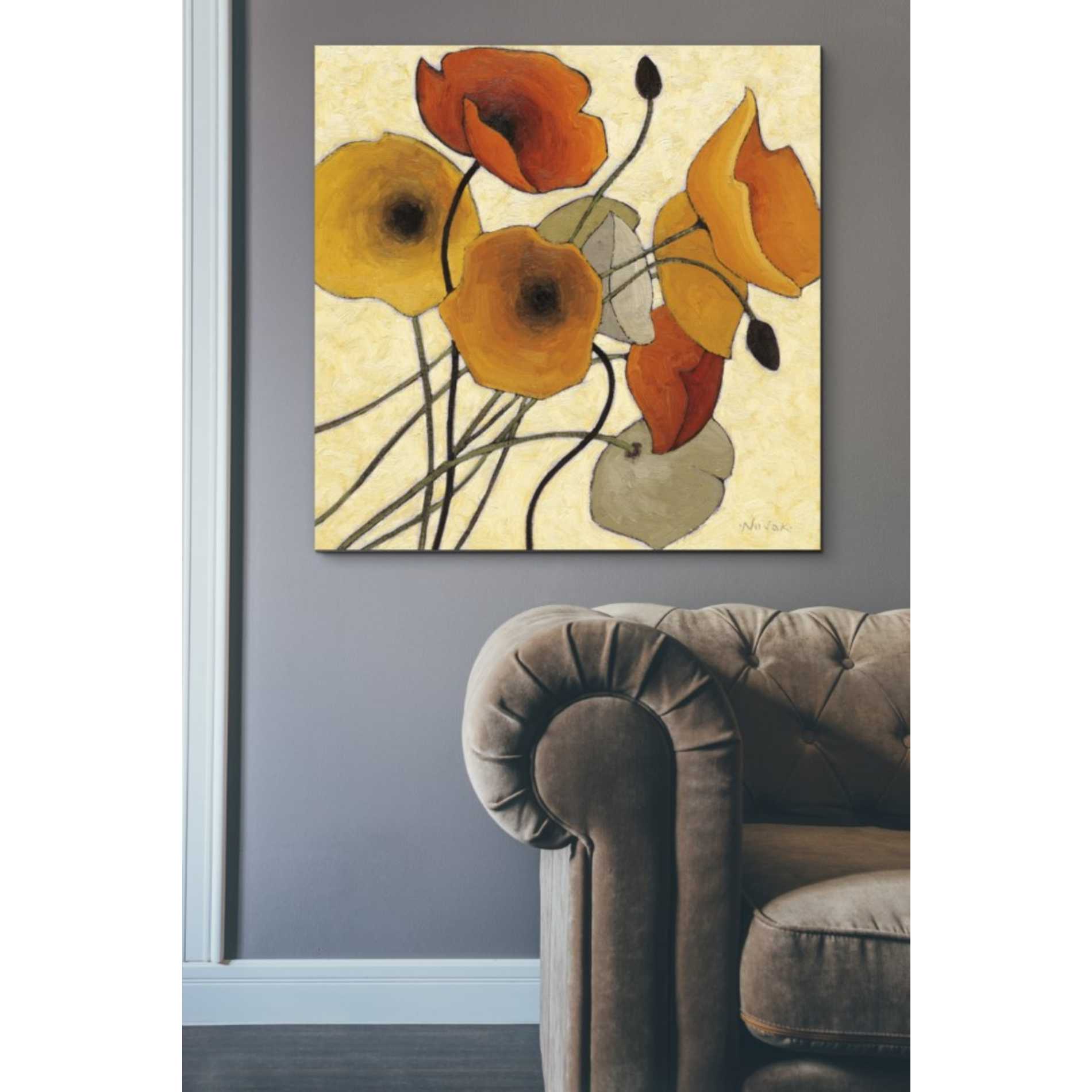 'Pumpkin Poppies II' by Shirley Novak, Canvas Wall Art,37 x 37