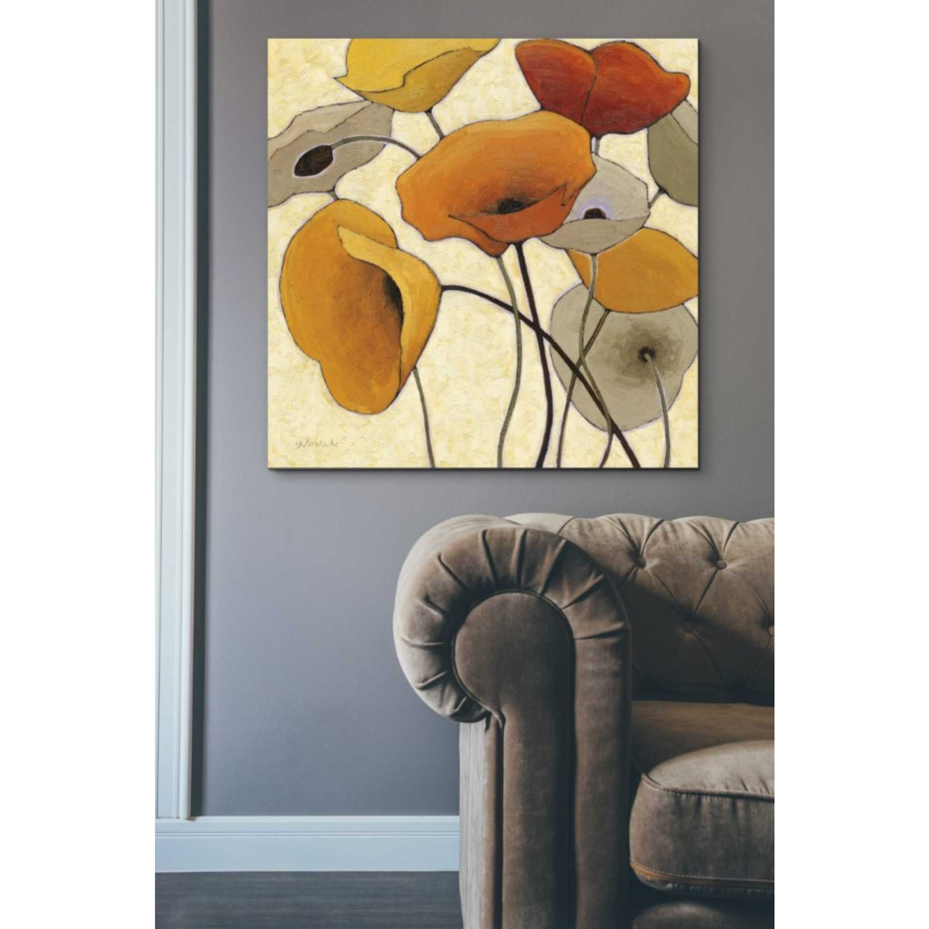 'Pumpkin Poppies III' by Shirley Novak, Canvas Wall Art,37 x 37