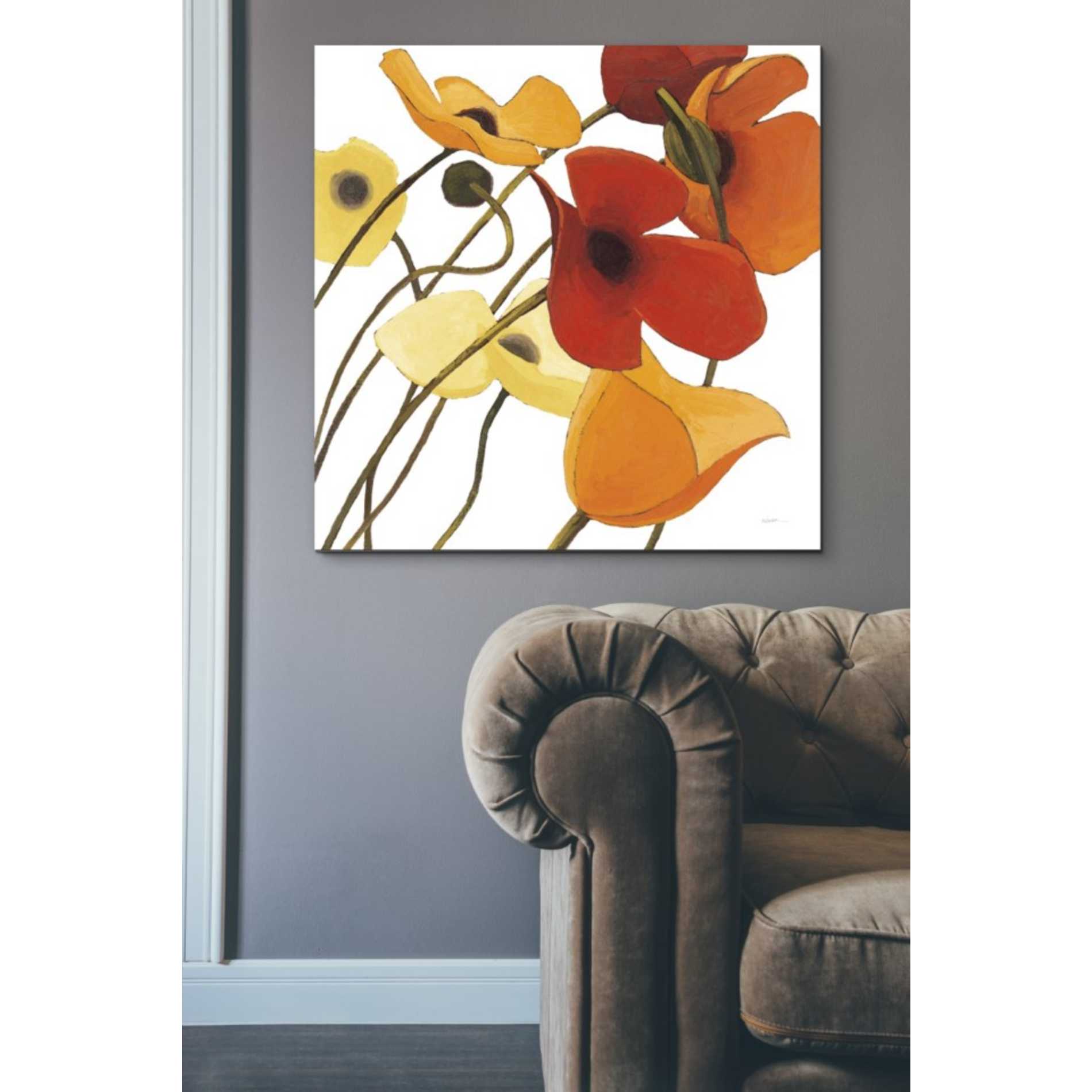 'Up Two on White Yellow' by Shirley Novak, Canvas Wall Art,37 x 37