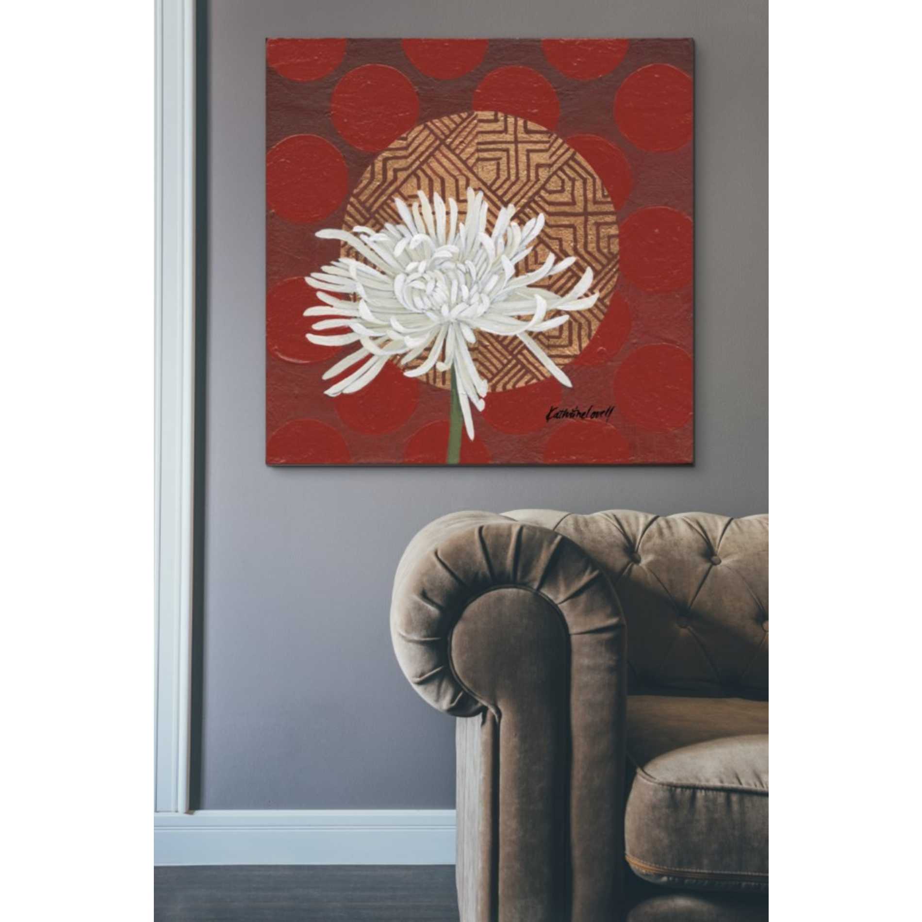 'Morning Chrysanthemum IV' by Kathrine Lovell, Canvas Wall Art,37 x 37