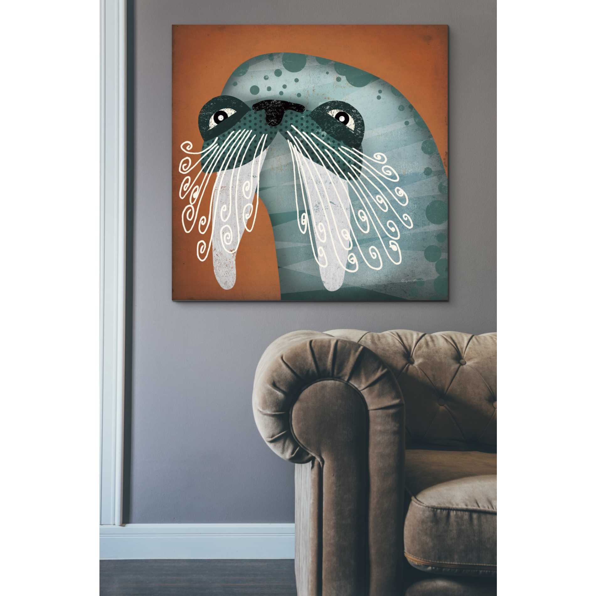 'Walrus Wow' by Ryan Fowler, Canvas Wall Art,37 x 37