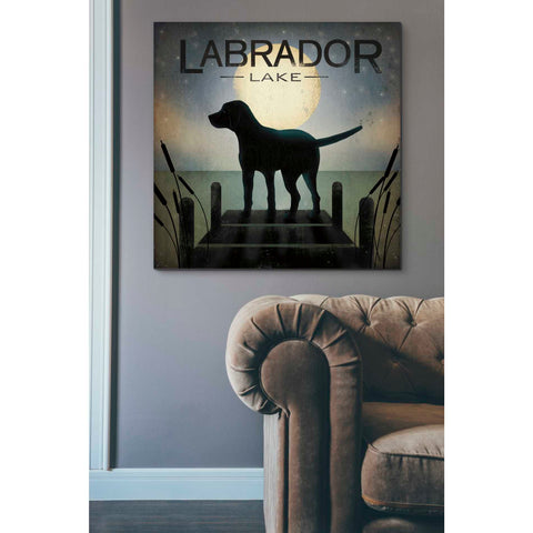 Image of 'Moonrise Black Dog - Labrador Lake' by Ryan Fowler, Canvas Wall Art,37 x 37