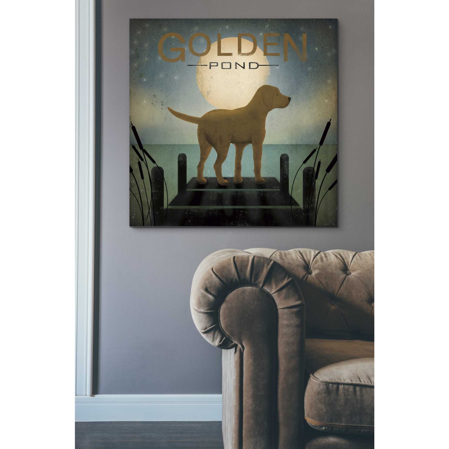 'Moonrise Yellow Dog - Golden Pond' by Ryan Fowler, Canvas Wall Art,37 x 37