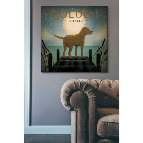 Image of 'Moonrise Yellow Dog - Golden Pond' by Ryan Fowler, Canvas Wall Art,37 x 37