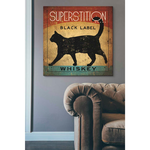 Image of 'Superstition Black Label Whiskey Cat' by Ryan Fowler, Canvas Wall Art,37 x 37