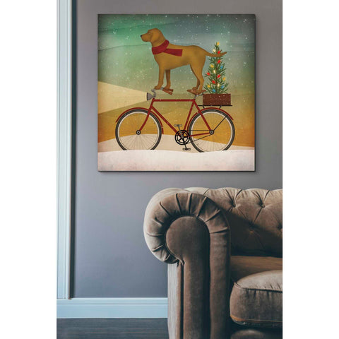 Image of 'Yellow Lab on Bike Christmas' by Ryan Fowler, Canvas Wall Art,37 x 37
