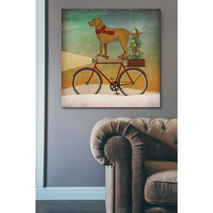 'Yellow Lab on Bike Christmas' by Ryan Fowler, Canvas Wall Art,37 x 37