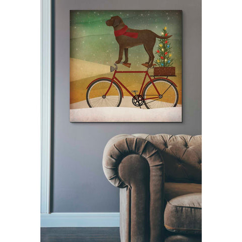 Image of 'Brown Lab on Bike Christmas' by Ryan Fowler, Canvas Wall Art,37 x 37