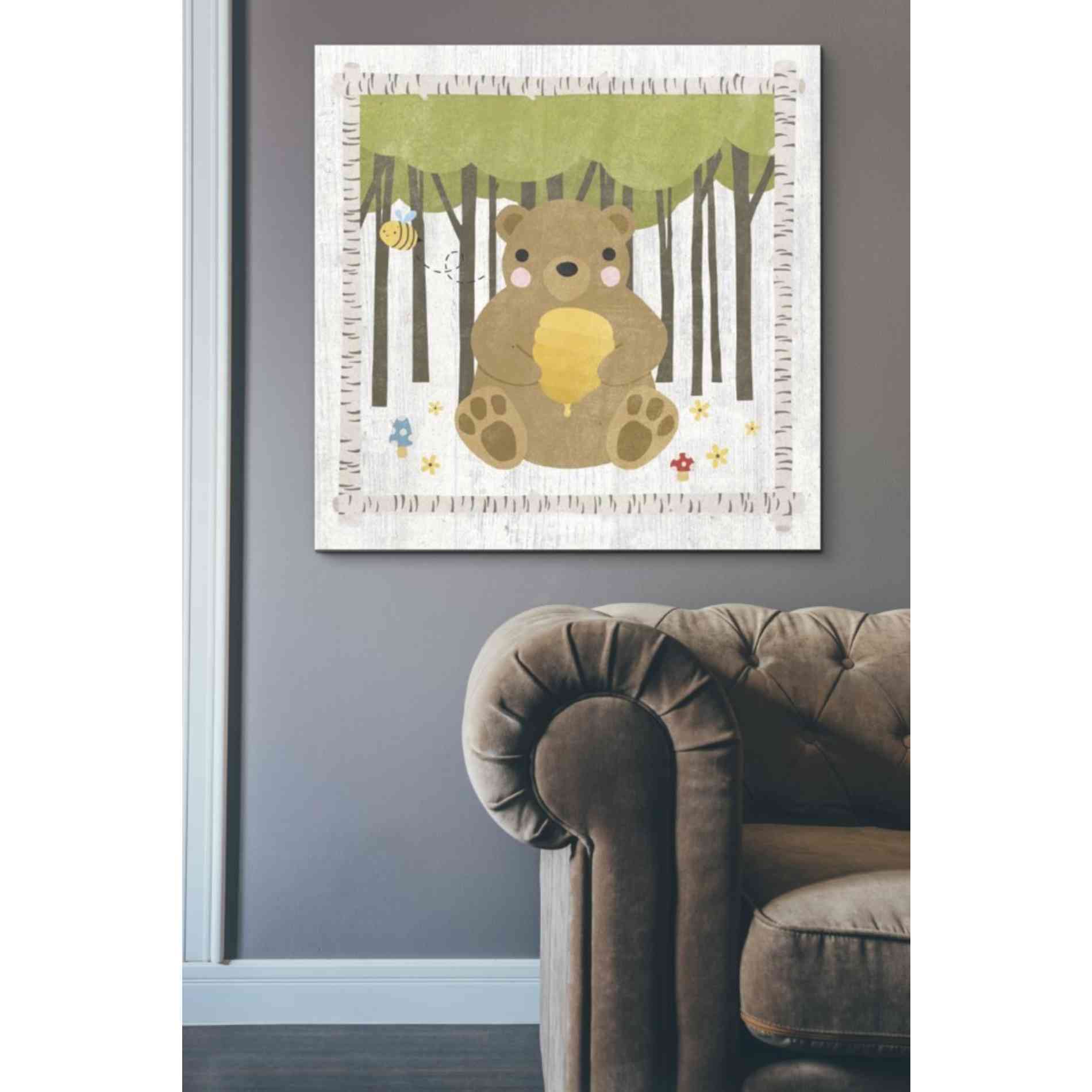 'Woodland Hideaway Bear' by Moira Hershey, Canvas Wall Art,37 x 37
