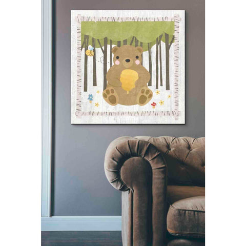 Image of 'Woodland Hideaway Bear' by Moira Hershey, Canvas Wall Art,37 x 37