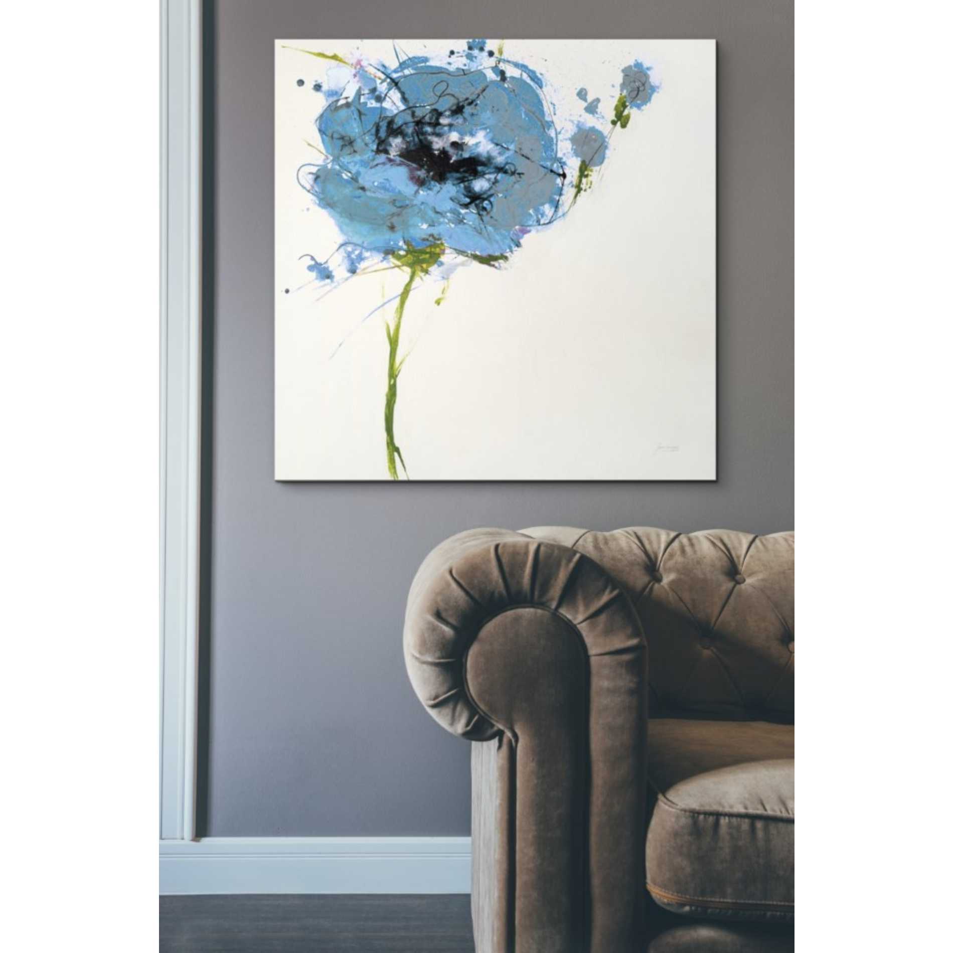 'Turquoise Poppy Master on White' by Jan Griggs, Giclee Canvas Wall Art