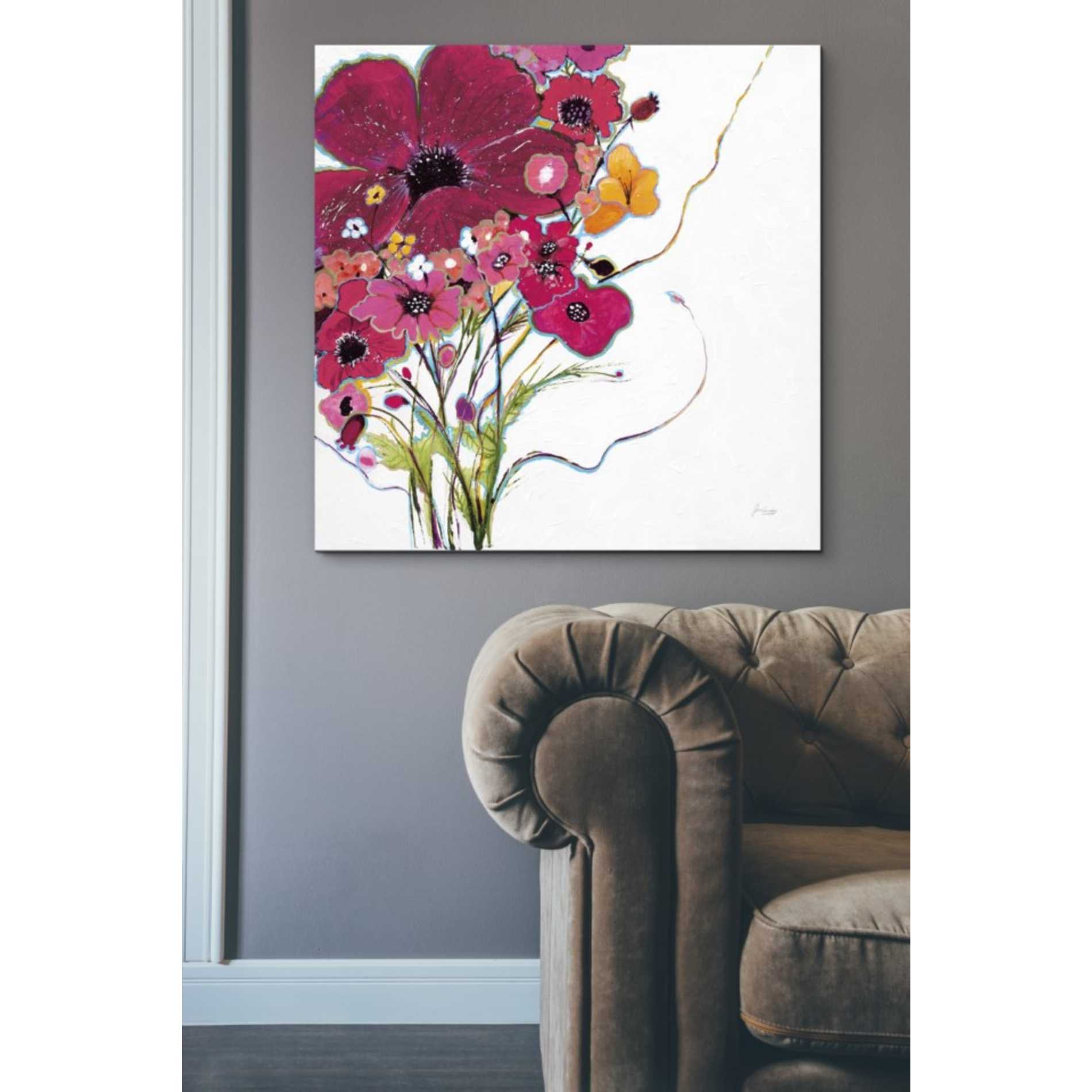 'Crazy Daisy Pink' by Jan Griggs, Giclee Canvas Wall Art