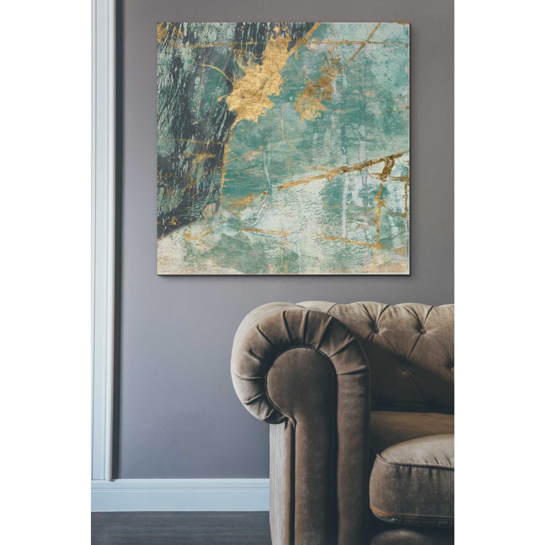 'Teal Lace I' by Jennifer Goldberger Giclee Canvas Wall Art