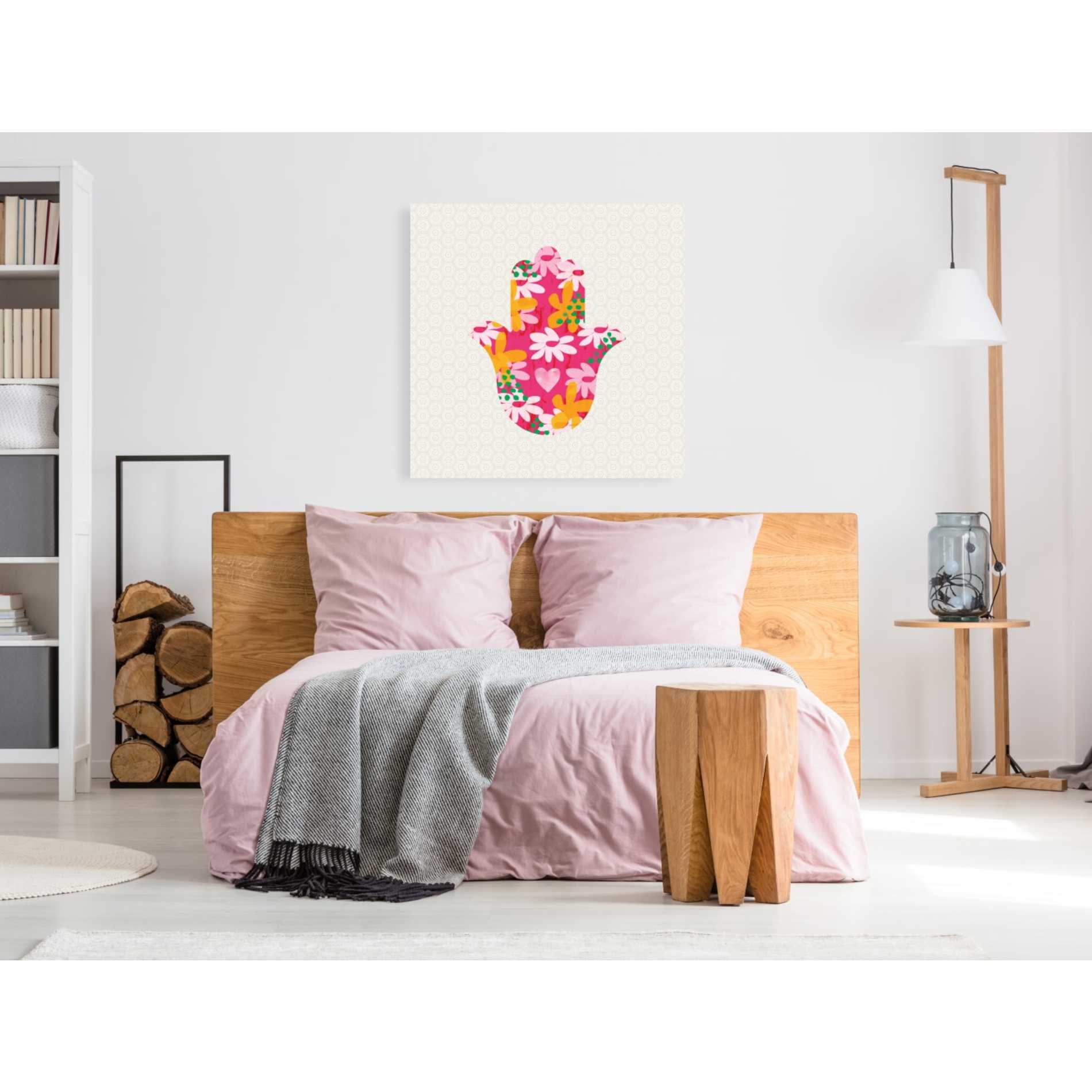 'Summer Garden Hamsa' by Linda Woods, Canvas Wall Art,37 x 37