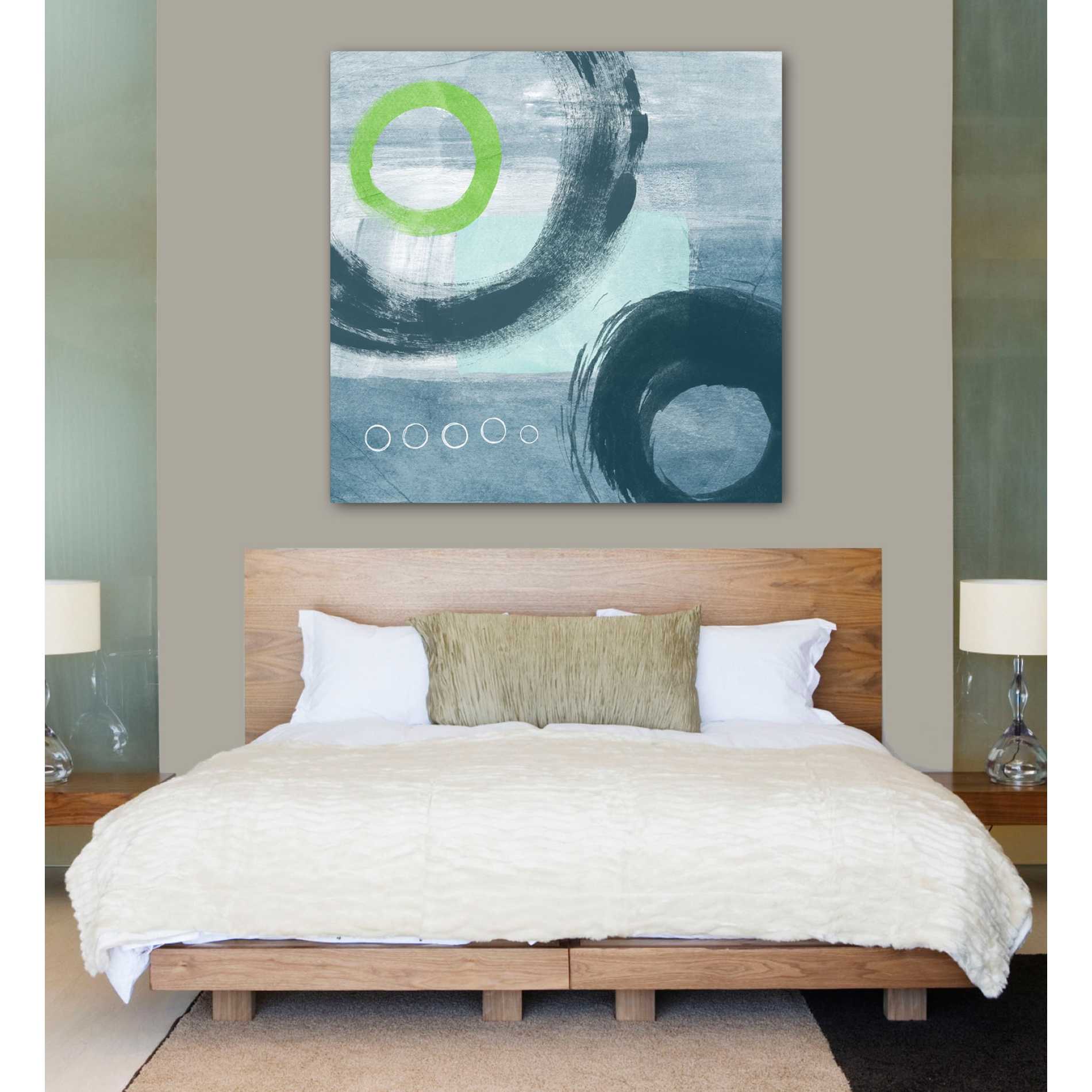 'Blue Circles I' by Linda Woods, Canvas Wall Art,37 x 37