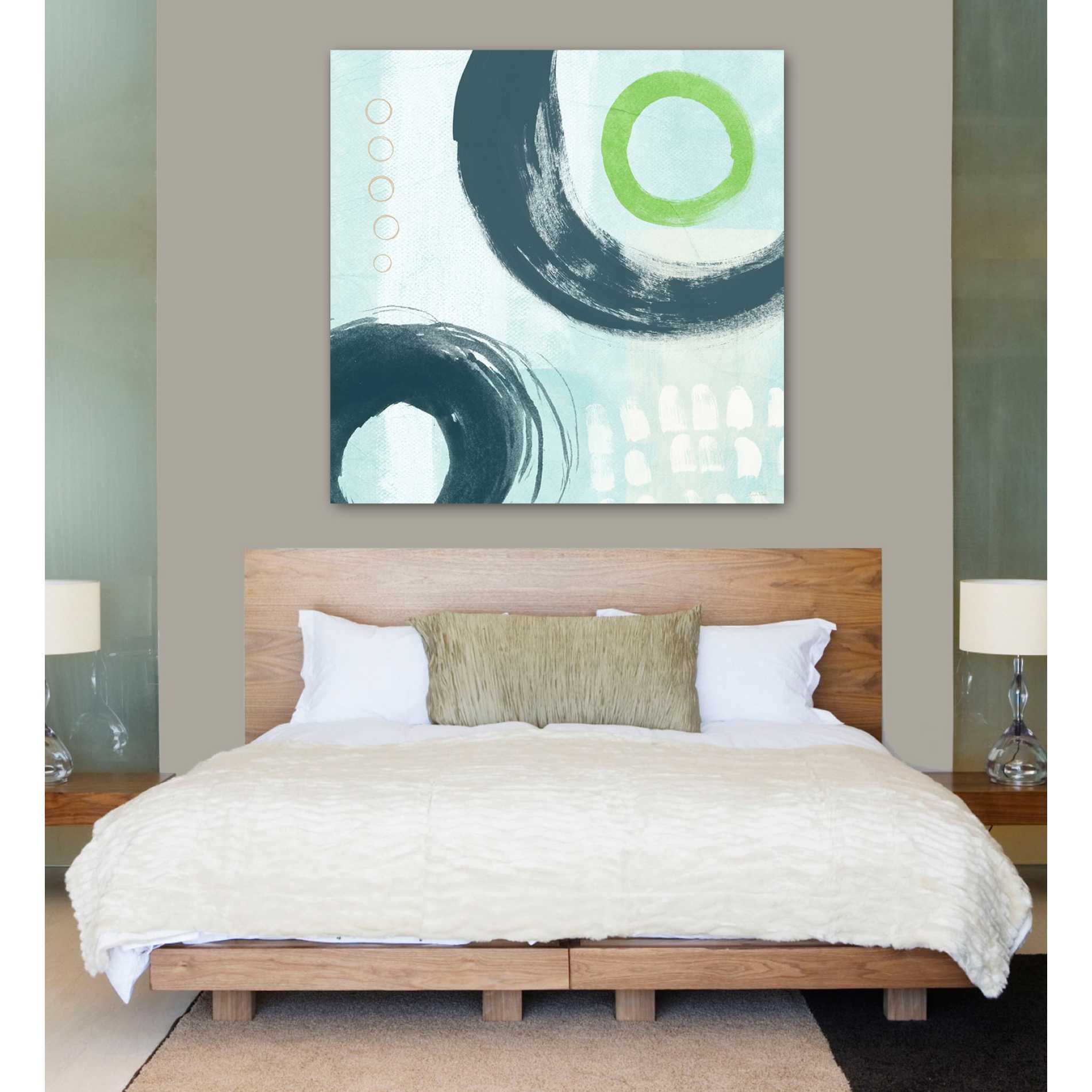 'Blue Circles III' by Linda Woods, Canvas Wall Art,37 x 37