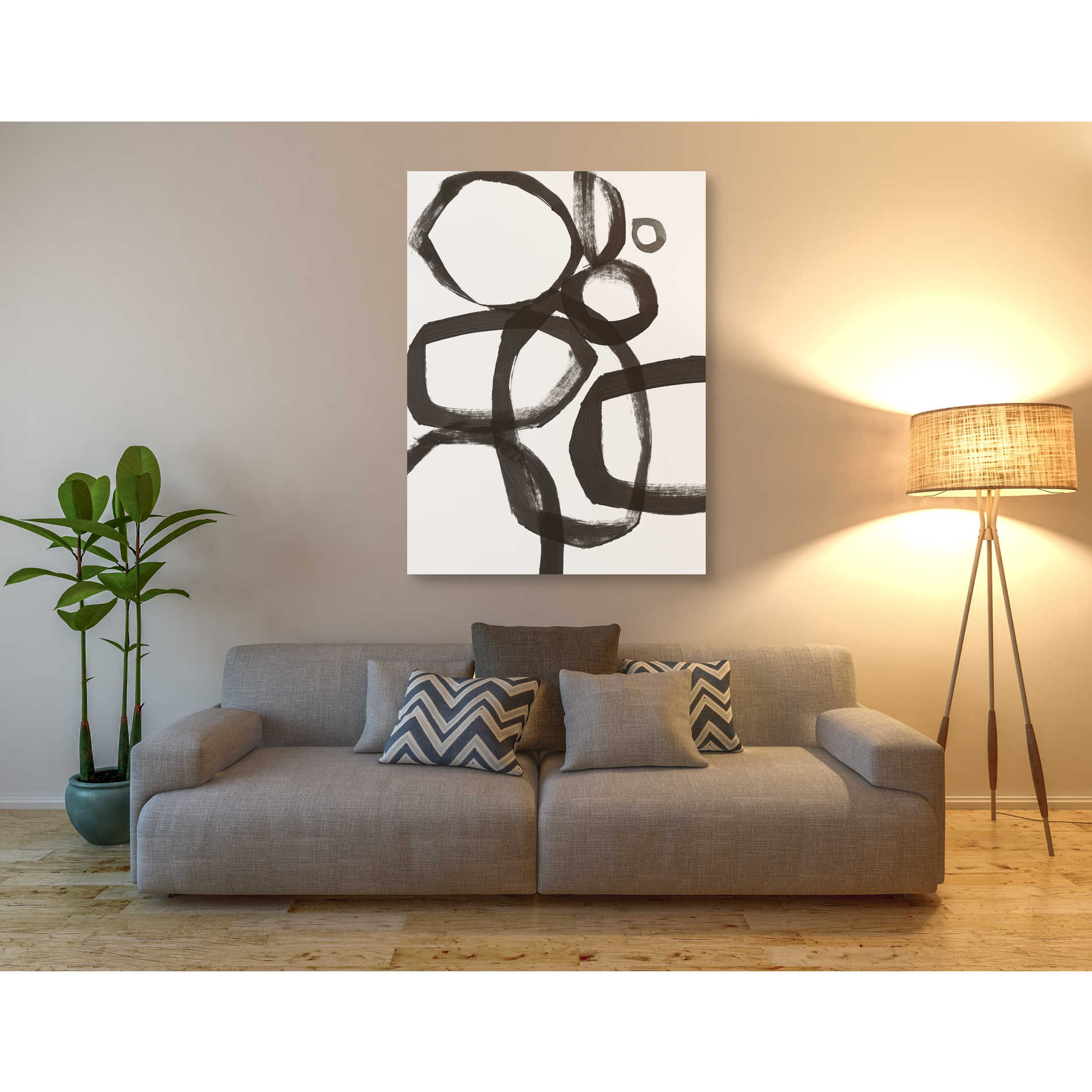 'Brushstroke Circles II' by Linda Woods, Canvas Wall Art,40 x 54