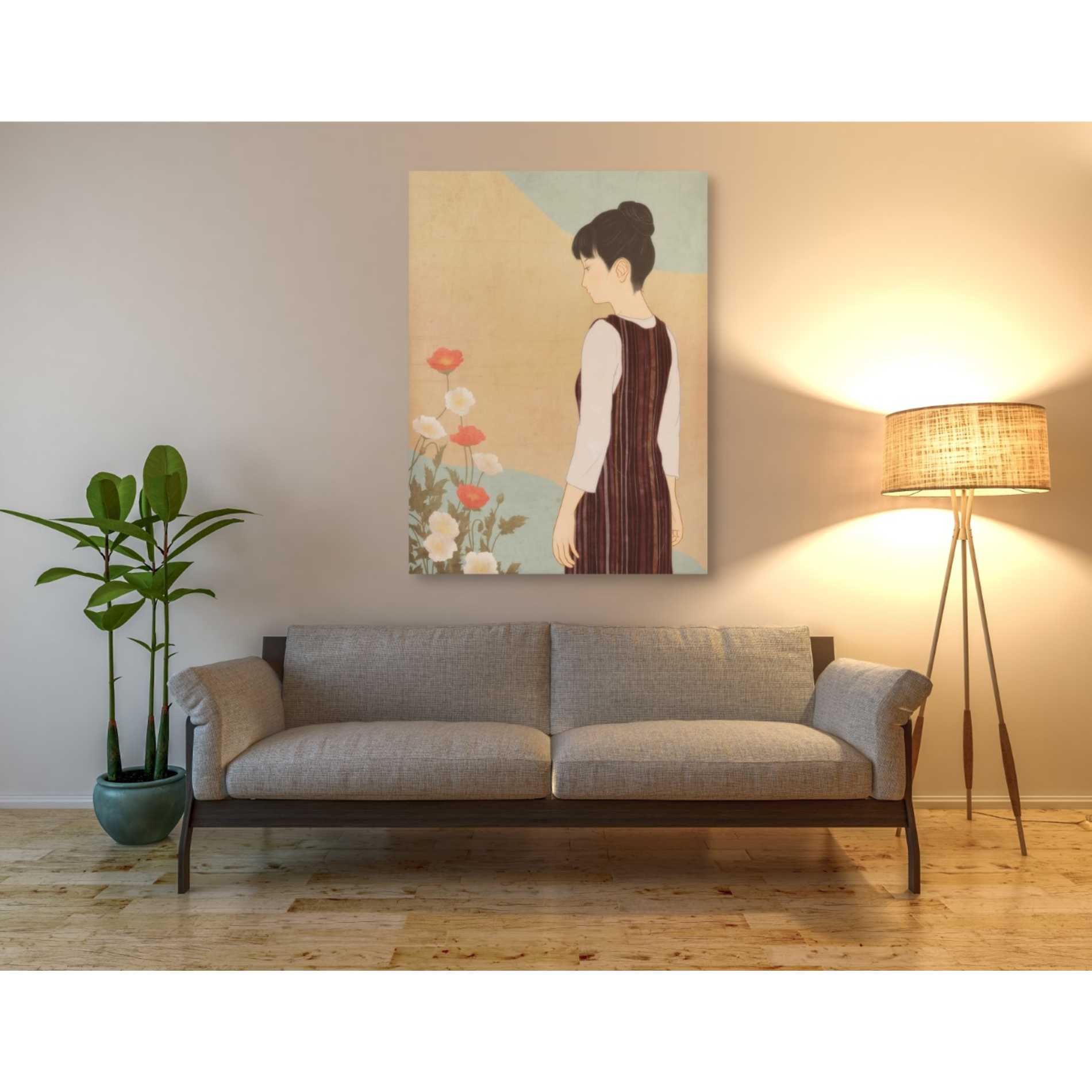'Poppies and a Woman' by Sai Tamiya, Canvas Wall Art,40 x 54
