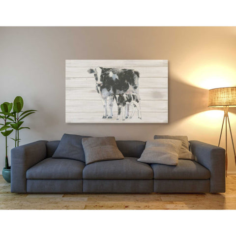 Image of 'Cow and Calf on Wood' by Emily Adams, Canvas Wall Art,40 x 54