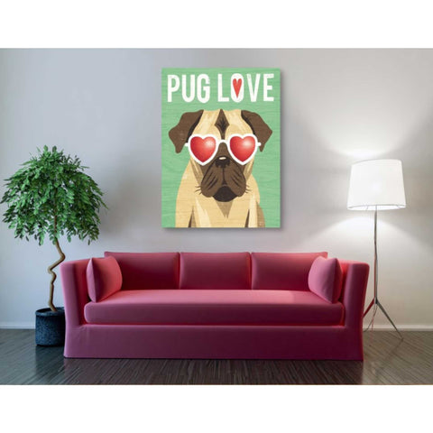 Image of 'Beach Bums Pug I Love' by Michael Mullan, Canvas Wall Art,40 x 54