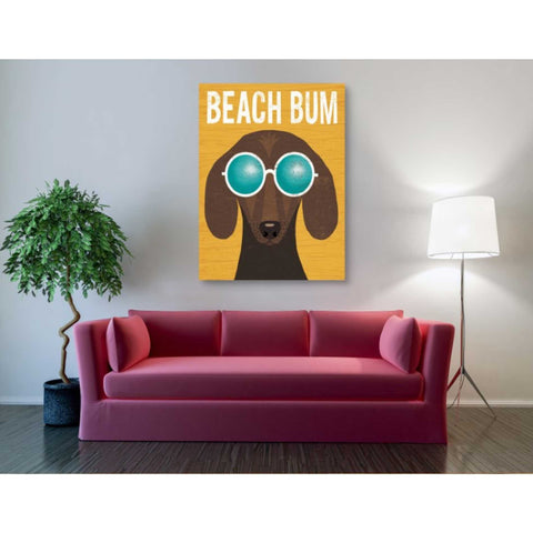 Image of 'Beach Bums Dachshund I Bum' by Michael Mullan, Canvas Wall Art,40 x 54