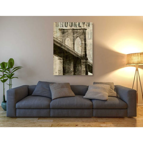 Image of 'Vintage NY Brooklyn Bridge' by Michael Mullan, Canvas Wall Art,40 x 54