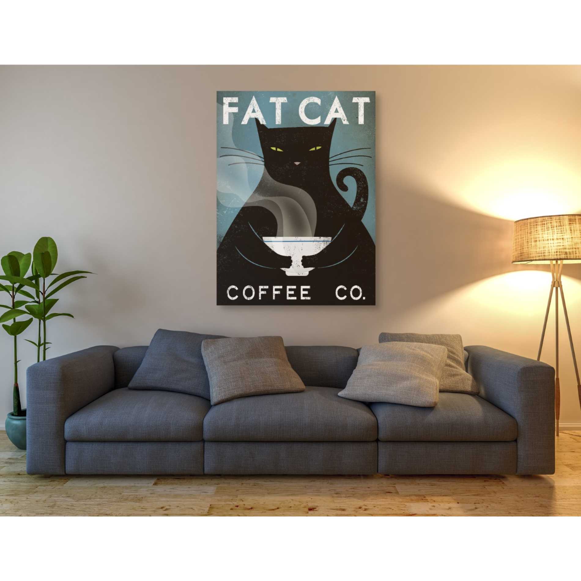 'Cat Coffee no City' by Ryan Fowler, Canvas Wall Art,40 x 54