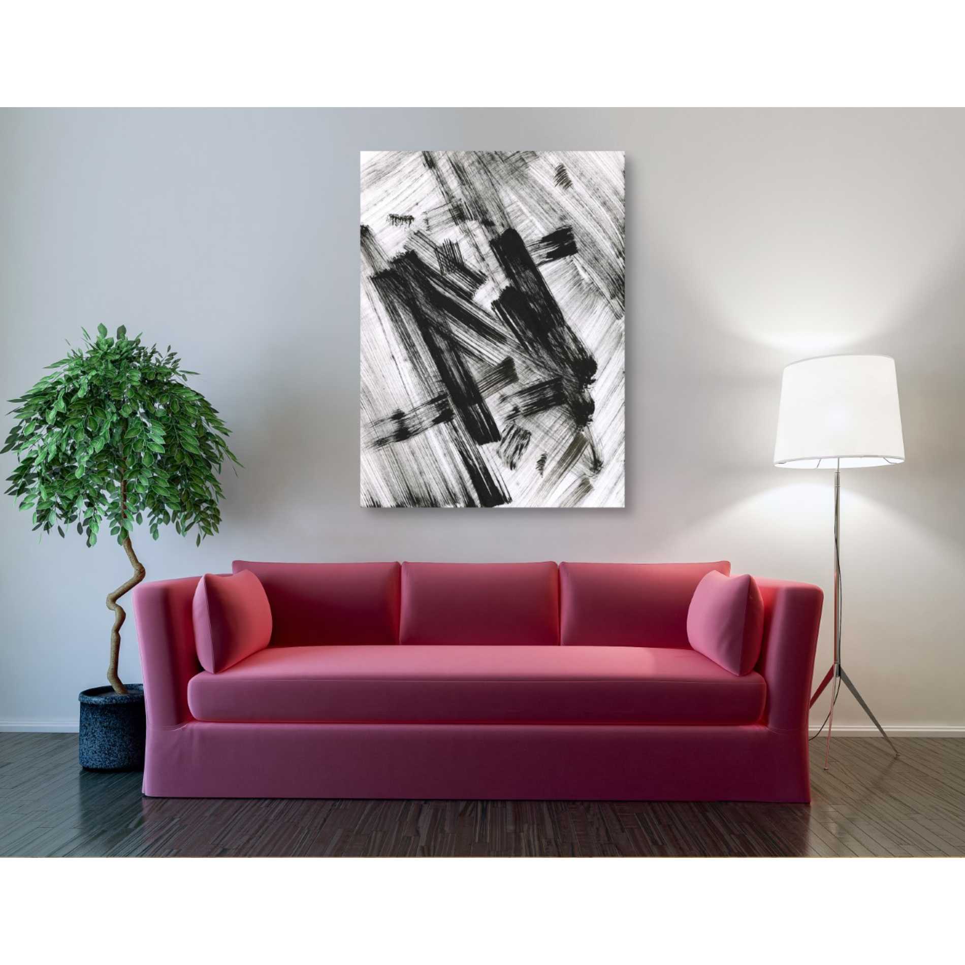 'Black and White Strokes N' Canvas Wall Art,40 x 54